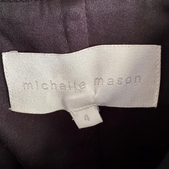 Michelle Mason Black One Shoulder Asymmetric Crepe Top Size 4 $450 - Picture 3 of 6